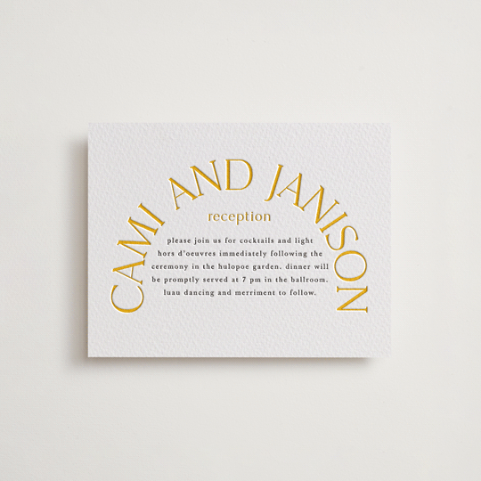 "Archway" - Letterpress Reception Cards in Dandelion | Soft Black by Lori Wemple - Front