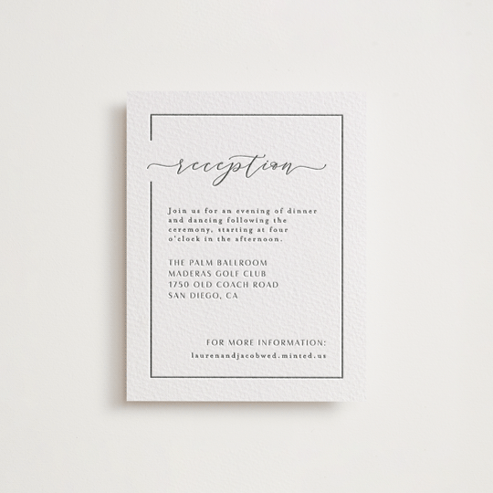 "Asymmetry" - Letterpress Reception Cards in Pewter by Nicole Walsh - Front