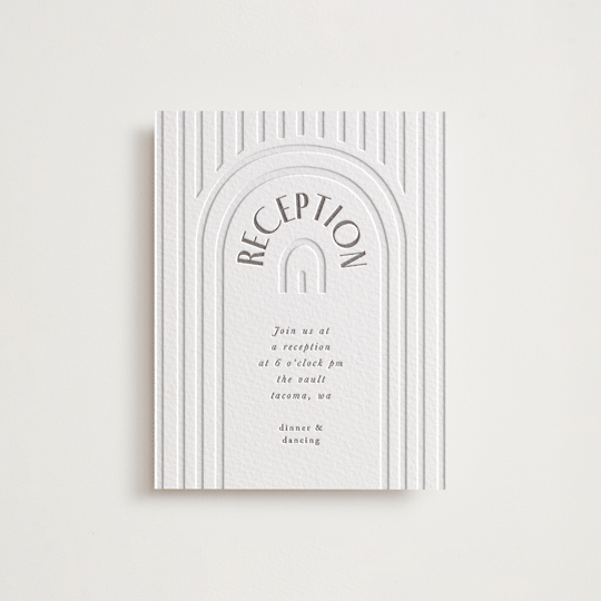 "Hilo" - Letterpress Reception Cards in Warm Gray by Itsy Belle Studio - Front