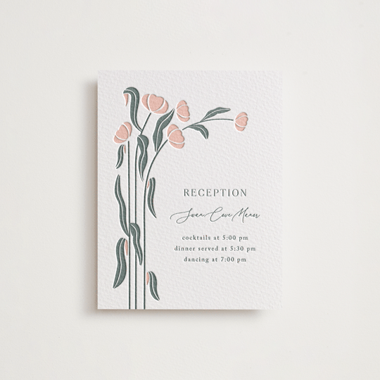 "Nouveau Swans" - Letterpress Reception Cards in Nouveau Swans by Olivia Raufman - Front