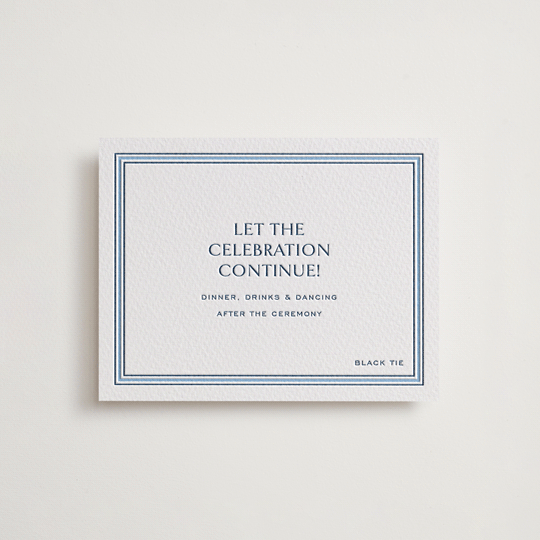 "Beaufort" - Letterpress Reception Cards in Sky Blue by Megan Davis - Front