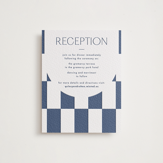 "Beech" - Letterpress Reception Cards in Navy by Blustery August - Front
