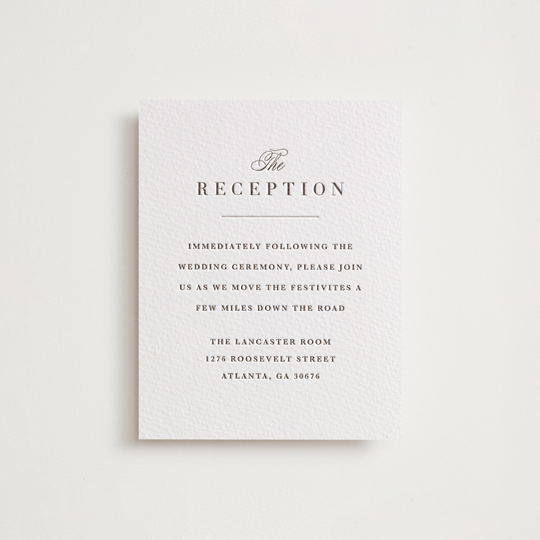 "Sketched Blooms" - Letterpress Reception Cards in Coffee by Kristen Smith - Front
