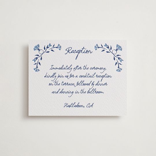 "Talavera" - Letterpress Reception Cards in Lapis by Tamara Hilje - Front