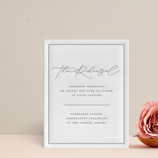 "Wax Seal Monogram" - Letterpress Rehearsal Dinner Cards in Ash by Carolyn MacLaren - Front