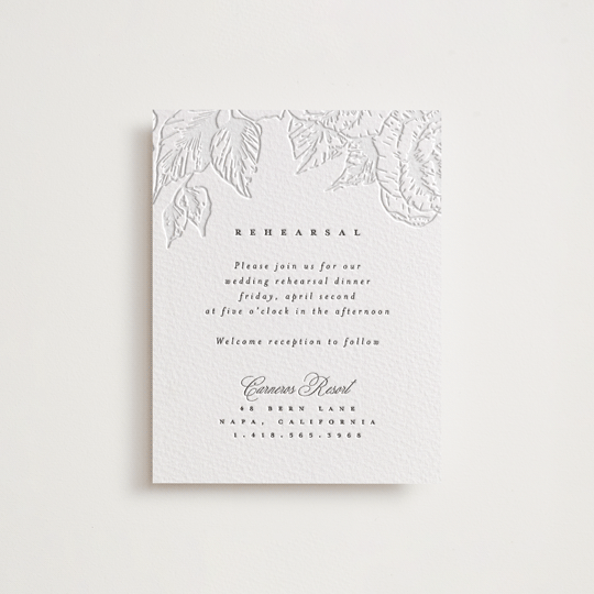 "Garden" - Letterpress Rehearsal Dinner Cards in Garden by Leah Bisch - Front