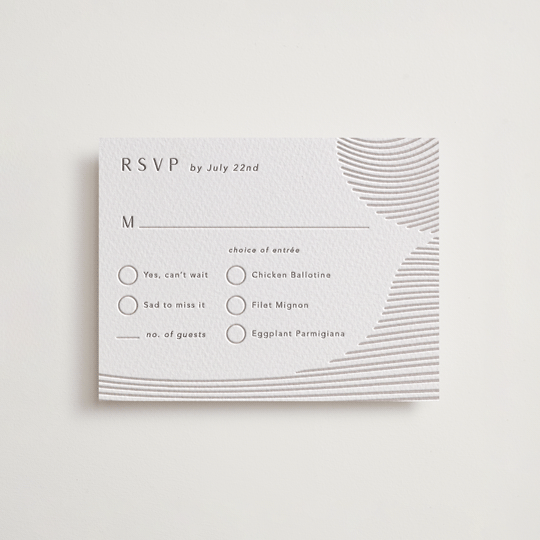"waves" - Letterpress RSVP Cards in Dove Grey by Elly - Front
