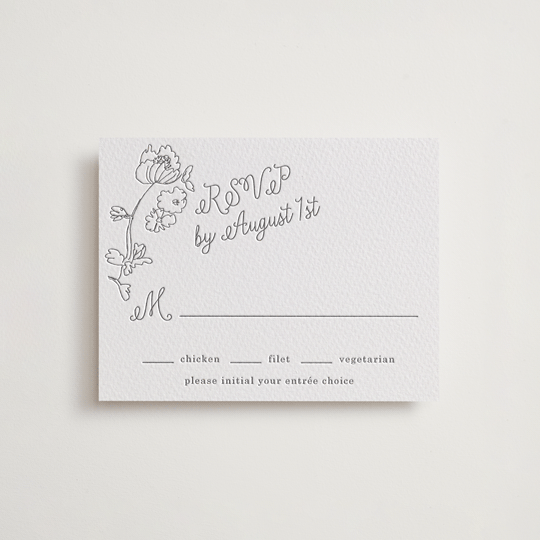 "Note" - Letterpress RSVP Cards in Gravel by Baumbirdy - Front