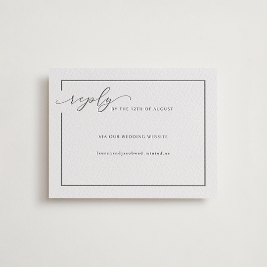"Asymmetry" - Letterpress RSVP Online Enclosure Cards in Pewter by Nicole Walsh - Front