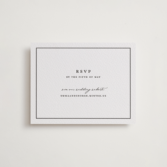 "Heritage" - Letterpress RSVP Online Enclosure Cards in Soft Black by Stacey Meacham - Front