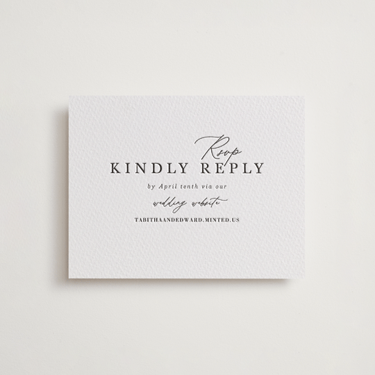 "modern classic" - Letterpress RSVP Online Enclosure Cards in Soft Black by Tamara Hilje - Front