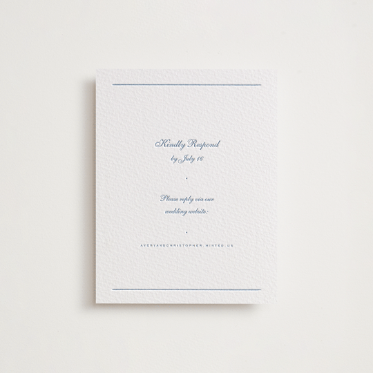 "Villa" - Letterpress RSVP Online Enclosure Cards in Provincial Blue by Blustery August - Front