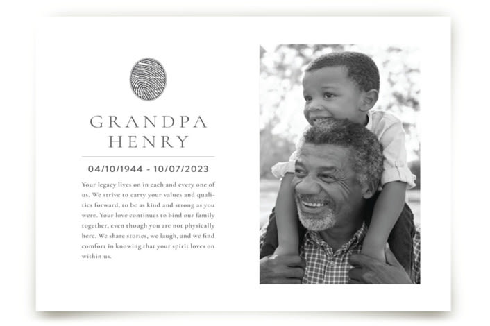 "Legacy Touch Framed Memorial" - Matted Fingerprint Framed Memorial Art - 8x10 in Matte Black Frame by Minted - Front