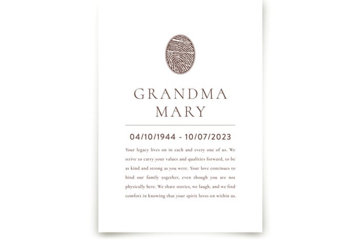 "Legacy Touch Framed Memorial" - Matted Fingerprint Framed Memorial Art - 5x7 in Natural Frame by Minted - Front