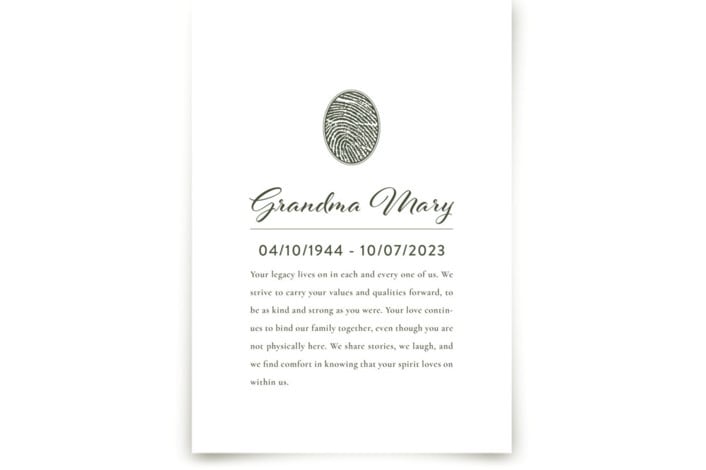 "Legacy Touch Framed Memorial" - Matted Fingerprint Framed Memorial Art - 5x7 in Black Frame by Minted - Front