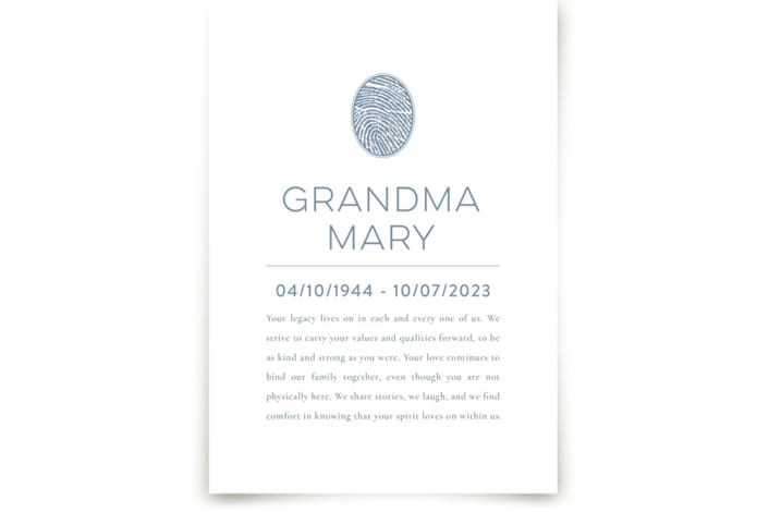 "Legacy Touch Framed Memorial" - Matted Fingerprint Framed Memorial Art - 5x7 in Grey Frame by Minted - Front