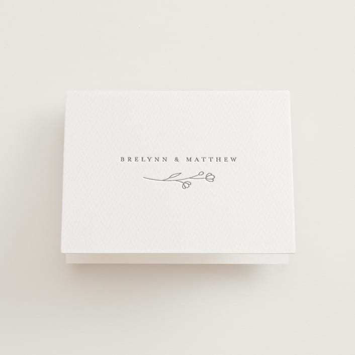 "Essence" - Letterpress Wedding Thank You Cards in Ash by Jennifer Postorino - Front