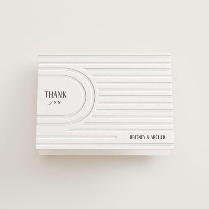 "Hilo" - Letterpress Wedding Thank You Cards in Warm Gray by Itsy Belle Studio - Front