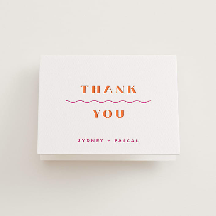 "Tanti Baci" - Letterpress Wedding Thank You Cards in Fuchsia by Olivia Raufman - Front