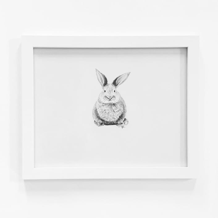 "Bunny" - Original Drawings in white by Teju Reval