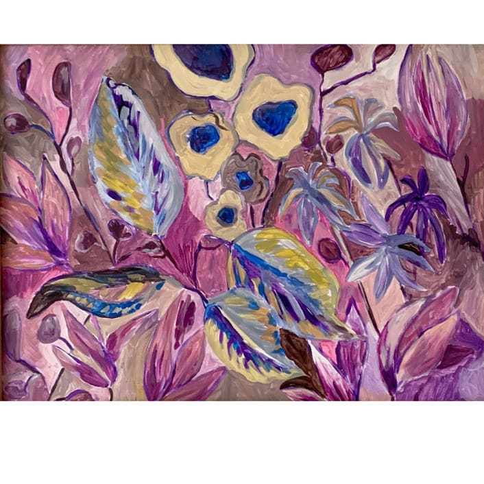 "Garden Delight 4" - Original Painting in beige by Nina Leth