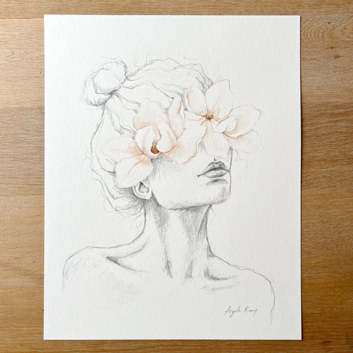 "Flora Donna 03" - Original Painting in beige by Angele Kamp