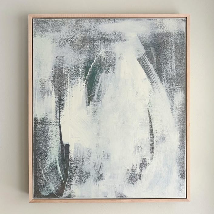 "Bleached Bell Bottoms" - Original Painting in gray by Stacy Kron