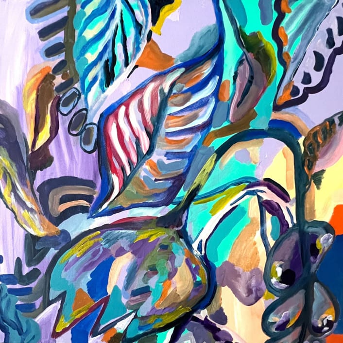 "Tulip" - Original Painting in green by Nina Leth