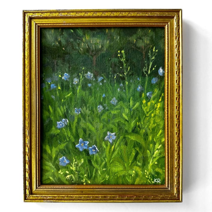 "Wildflower Field Painting" - Original Painting in green by Kat Roberts