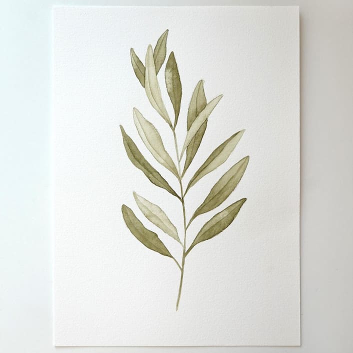 "Olive Branch 03" - Original Painting in green by Angele Kamp