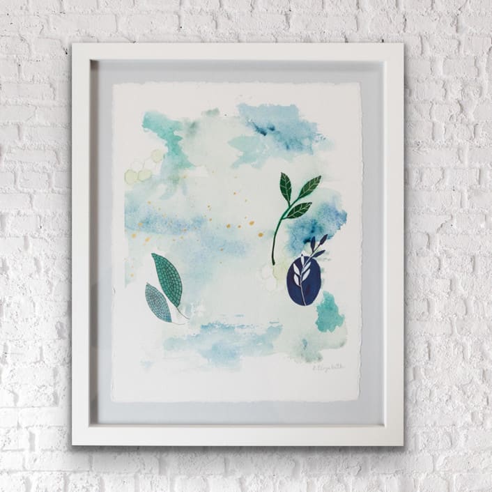 "Botanical no.2" - Original Painting in blue by Jocelyn Elizabeth