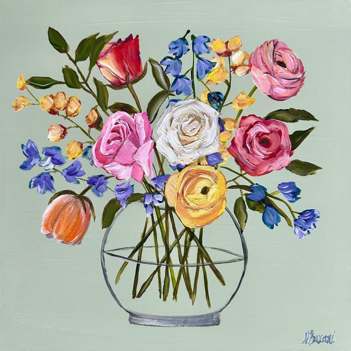 "Floral Mini 81" - Original Painting in multicolor by Neena Buxani