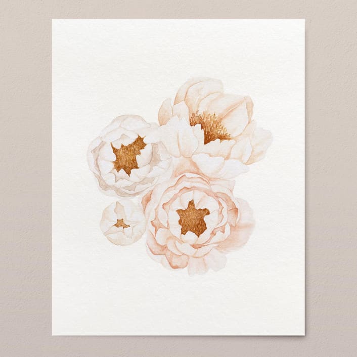 "Peonies in bloom watercolor painting" - Original Painting in pink by Angele Kamp