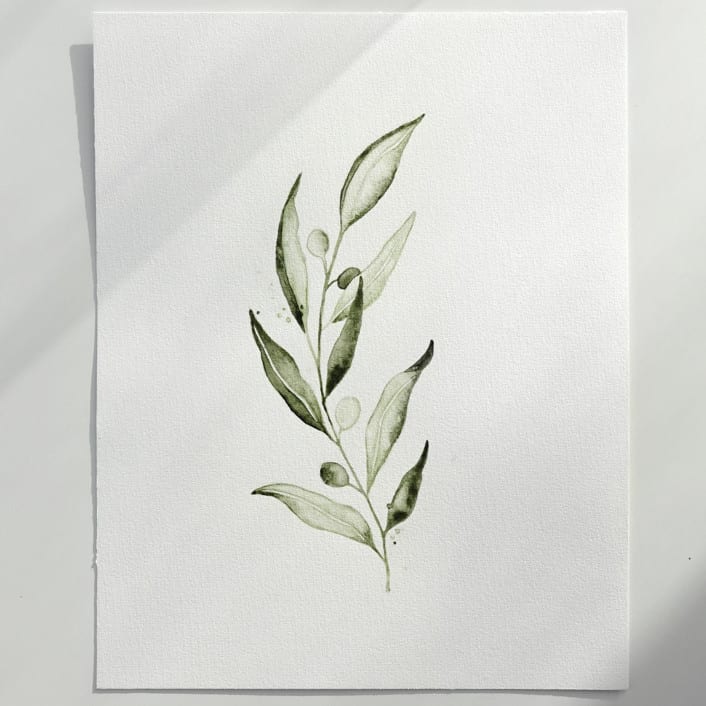 "Olive Branch 02" - Original Painting in green by Angele Kamp