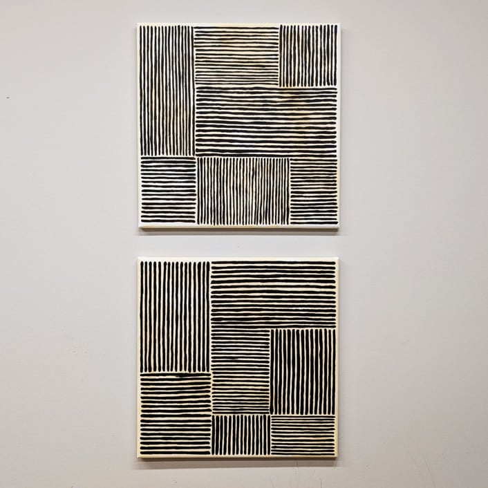 "Sketchy Pair | 16" x 16" | Set of 2" - Original Painting in brown by Katie Zimpel