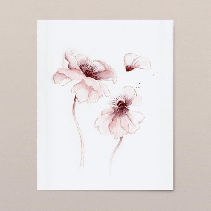 "Oriental Poppies watercolor painting 03" - Original Painting in purple by Angele Kamp