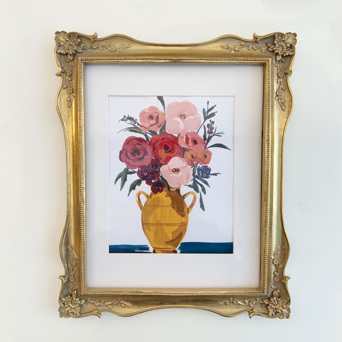 "Vintage Blooms" - Original Painting in multicolor by Teju Reval