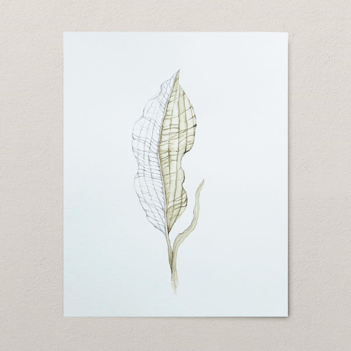"Skeleton leaf" - Original Painting in green by Angele Kamp
