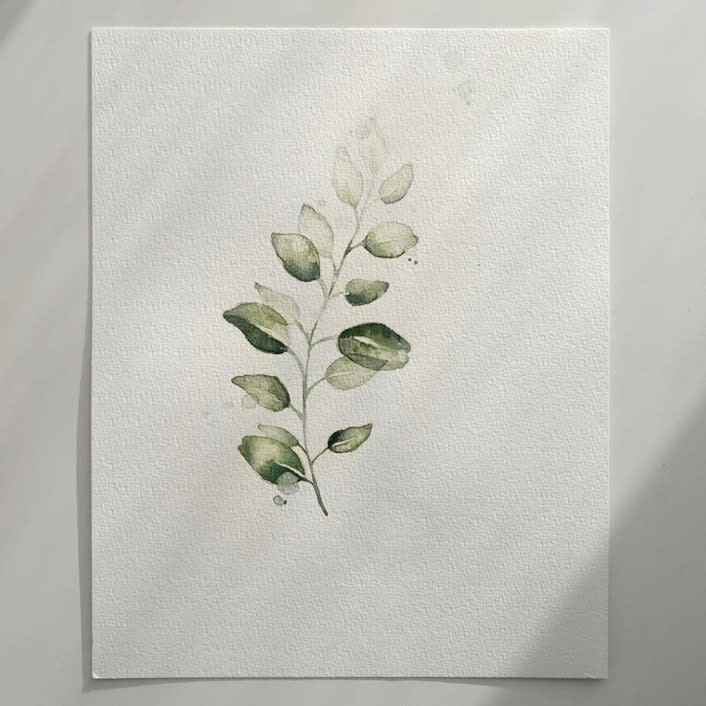 "Eucalyptus branch" - Original Painting in green by Angele Kamp