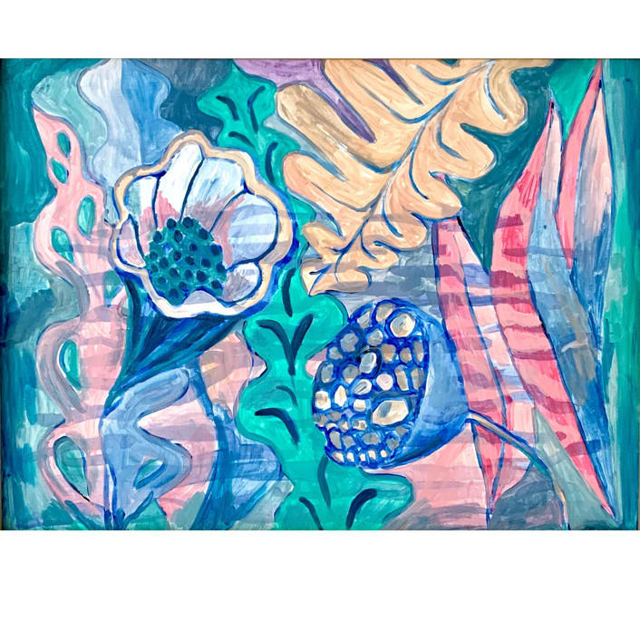 "Garden delight 2" - Original Painting in green by Nina Leth