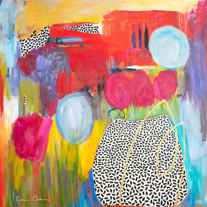 "Blossom And Be Beautiful" - Original Painting in multicolorassorted-colors by CONNIE COLLUM