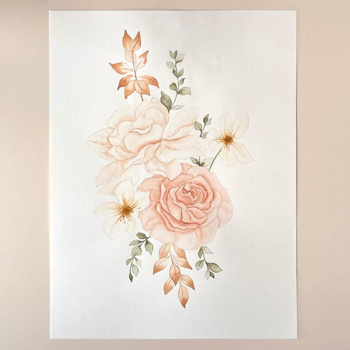 "Floral Bouquet 01" - Original Painting in pink by Angele Kamp
