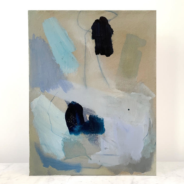 "Just Another Beautiful Battleship Gray Day" - Original Painting in blue by Nicole Simms