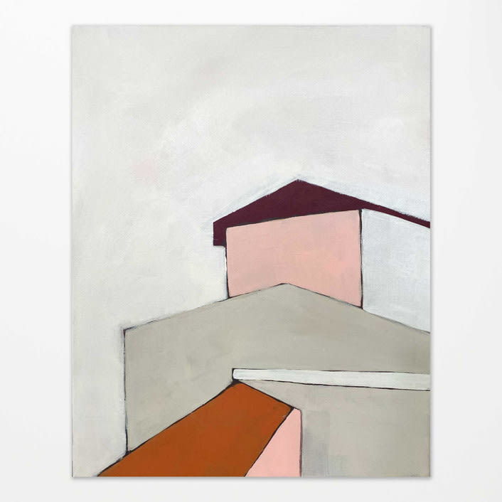 "Rooftop Views" - Original Painting in gray by Karyn Denten