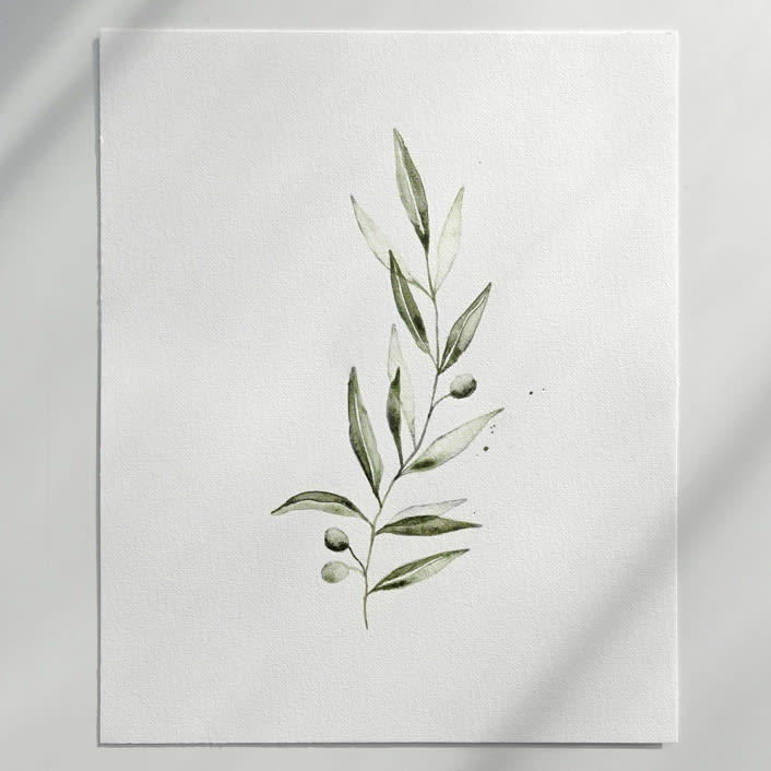 "Olive Branch 01" - Original Painting in green by Angele Kamp