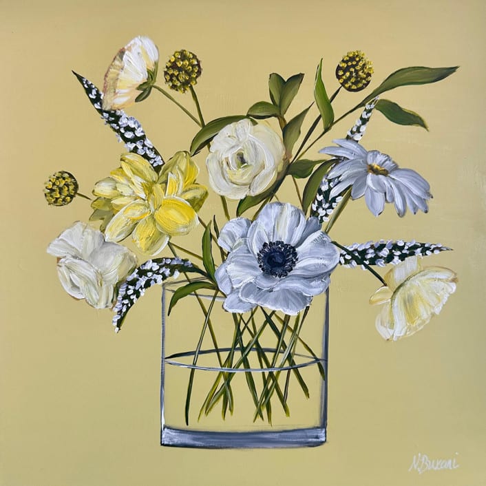 "Floral Mini 79" - Original Painting in yellow by Neena Buxani