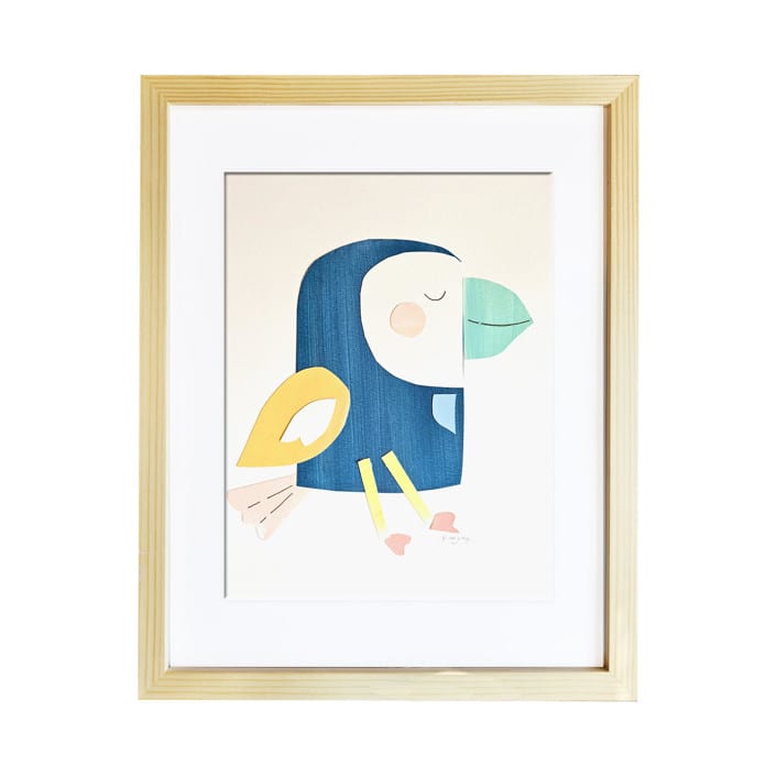 "Blue Parrot" - Original Mixed Media in blue by AlisonJerry