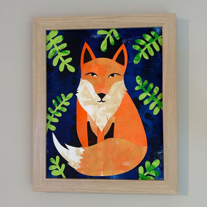 "Whimsical Fox Tails" - Original Mixed Media in orange by Summer Tali Hilty