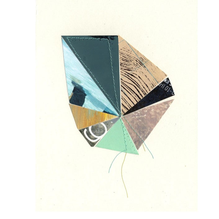 "Stitched Geode 8" - Original Mixed Media in blue by christy dehoog johnson
