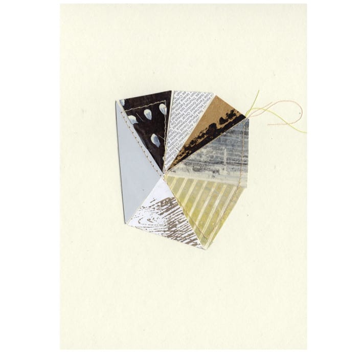 "Stitched Geode 5" - Original Mixed Media in black by christy dehoog johnson